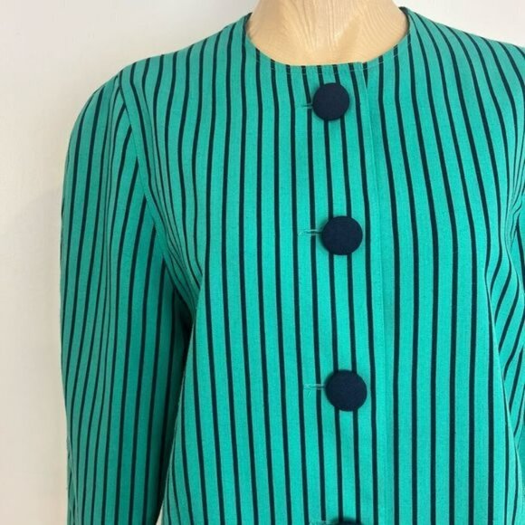 Vintage Elvi Club Women’s 38 US Green Button Down Blazer Midi Dress Workwear - Picture 2 of 13